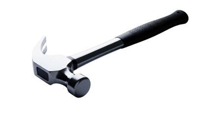 Shiny metal claw hammer with black handle isolated on black illustration