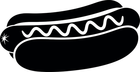 Hot dog silhouette with mustard