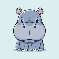 Cute Baby Hippo Cartoon Character Illustration