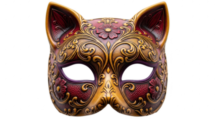Ornate cat mask detailed festive masquerade carnival costume accessory illustration
