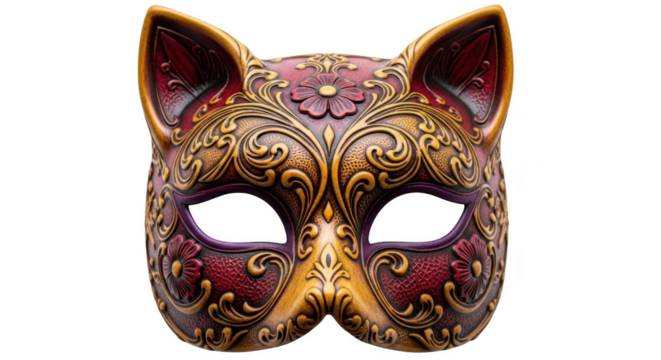 Ornate cat mask detailed festive masquerade carnival costume accessory illustration