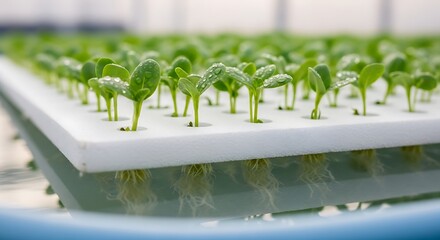 Hydroponic Cultivation of Young Green Seedlings in a Controlled Environment.