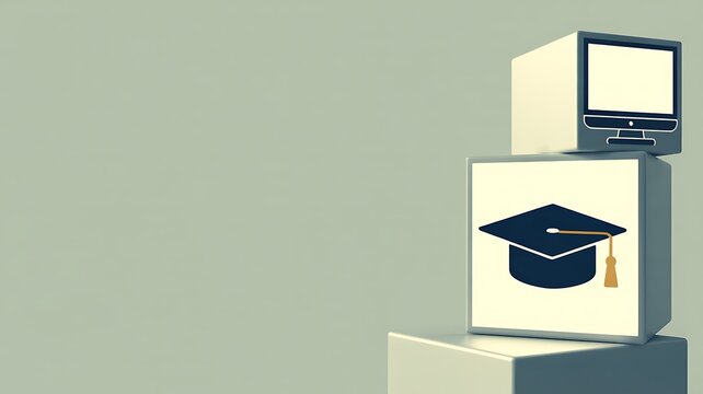 Digital education concept a symbolic illustration of academic achievement, future success, and graduation facilitated by modern technology