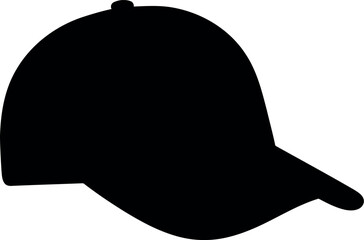 Black baseball cap silhouette isolated on white
