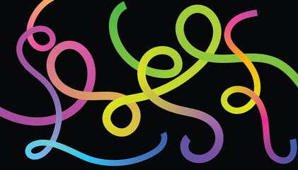 gradient color shapes,Abstract Vector 3D Shapes.Wavy Rainbow Ribbons. Spiral Geometric Graphics
