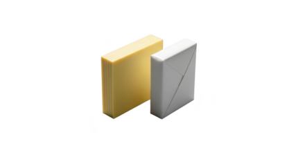 Two rectangular blocks one gold one silver isolated metallic objects presenting options choices illustration