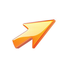 Sleek and Glossy Orange Arrow Cursor Pointing Upward Against Transparent Background