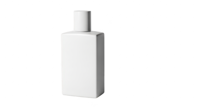 Clean white rectangular bottle isolated studio product photography for branding and packaging illustration