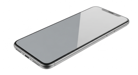 Sleek modern smartphone displaying a reflective screen isolated on a illustration