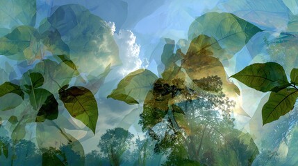 Abstract Nature Collage Of Leaves And Trees