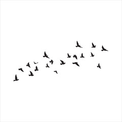  Flying birds silhouettes on white background. Vector illustration. isolated bird flying. tattoo design..