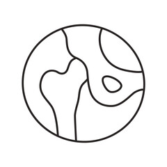 Vector line icon of human hip joint. Outline anatomical scheme of pelvic part of skeleton. Contour femur bone