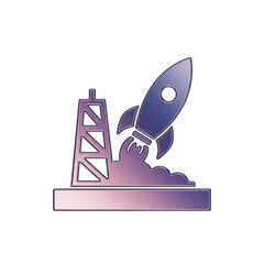 Futuristic rocket launching with dynamic gradient design, ideal for tech startups and innovative projects, symbolizing ambition and progress in the digital age