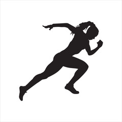 Vector silhouette of an athletic woman running illustration.