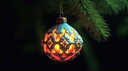 Christmas tree decoration with baubles and lights bokeh background. Christmas Baubles. Christmas. Merry Christmas Concept. Happy New Year Concept.