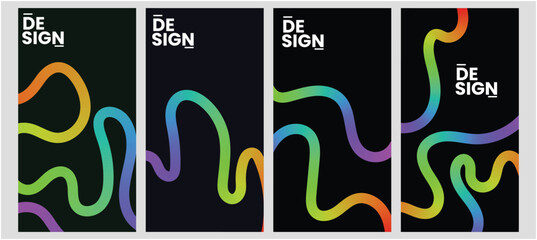 Vibrant Neon Gradient Wavy Line Backgrounds: Abstract Minimalist Design Vector Collection for Posters & Social Media