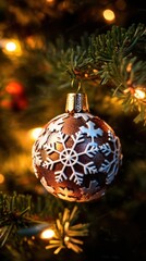 Colorful christmas ornaments on bokeh background. Christmas Baubles. Christmas. Merry Christmas Concept. Happy New Year Concept.