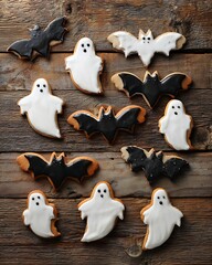 Homemade Halloween Bat and Ghost Gingerbread Cookies Spooky Holiday Treats