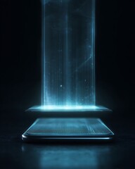 Quantum data projection emanating from a sleek mobile device screen