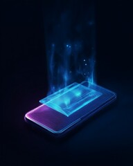 Futuristic Mobile Phone Hologram Projection Data Transfer Concept Technology Background