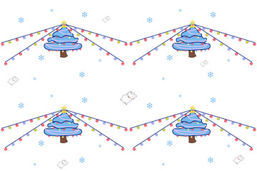 seamless christmas pattern with trees, snowflakes.Xmas wallpapers,design colorful illustration for woven textile printing,card,picture books,Gift wrapping paper,New Year's vector of a party background