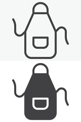 Kitchen apron line and solid icon set pack outline different style