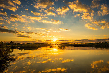Fototapeta premium Sunrise over Florida Wetlands near Flagler Beach