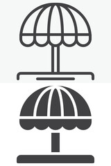 Patio umbrella line and solid icon set pack outline different style