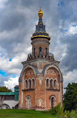Monastery wall and tower. Sts. Boris and Gleb monastery, city Torzhok, Russia