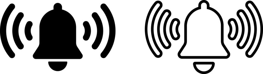 Black and white bell icons with sound waves