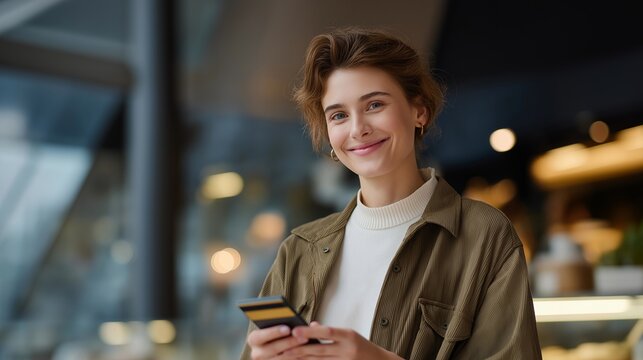 Young professional smiling as they pay for a stranger’s coffee using a smartphone app in a modern café, symbolizing digital generosity, everyday kindness, and contemporary acts of compassion in