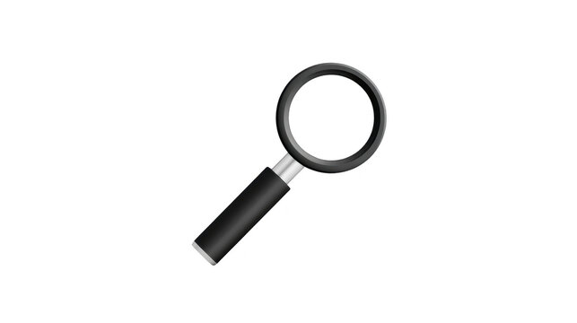 Magnifying glass black handle isolated transparent background search tool realistic simple object curiosity investigation closeup clarity focus inspection science detective exploration optical