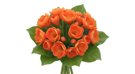 Beautiful bouquet of orange tulips isolated on transparent background for decoration