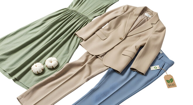 Elegant women s fashion ensemble featuring a light green dress and beige suit