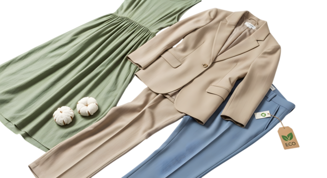 Elegant women s fashion ensemble featuring a light green dress and beige suit