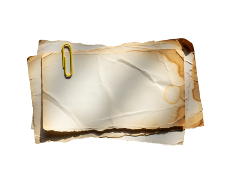 old paper clip isolated on transparent background