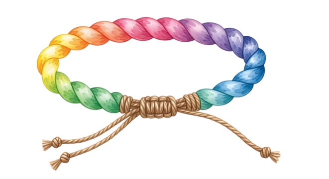 Handmade rainbow bracelet isolated on transparent background