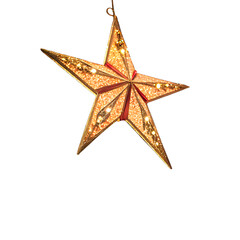 Fototapeta premium Gold star hanging decoration isolated on transparent background