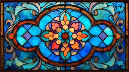 a stained glass window fragment clipart, church decor element, photorealistic color glass, vibrant hues, isolated on white background