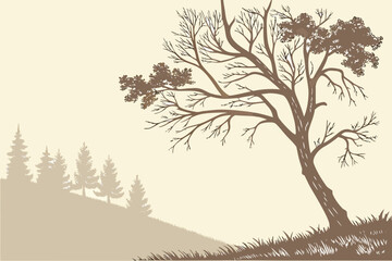 Dolphin Jumping by Tree Silhouette Vector - Coastal Duotone Graphic