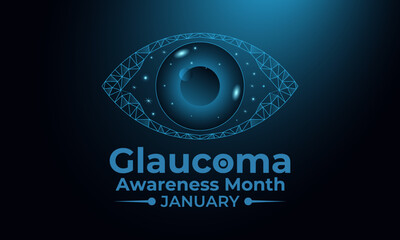 Promote eye health with this green ribbon design for Glaucoma Awareness Month in January. Ideal for medical campaigns, health posters, and vision care awareness projects. Designed in a low poly style.