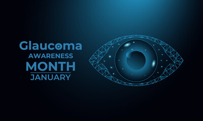 Promote eye health with this low poly design for Glaucoma Awareness Month in January. Ideal for medical campaigns, health posters, and vision care awareness projects. Designed in a low poly style.