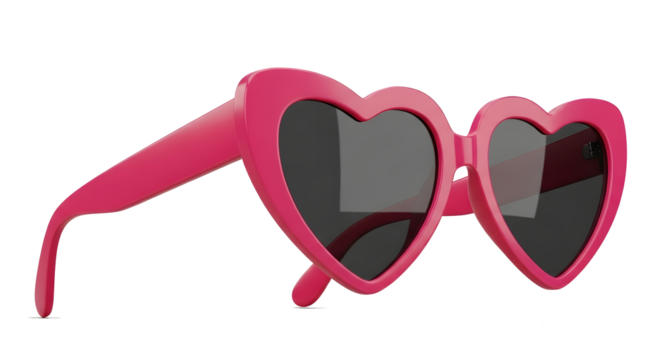 Heart-Shaped Pink Sunglasses, Fun Summer Shades, Cute Love-Themed Eyewear, Glossy Pink Heart Frames, 3D Pink Sunglasses