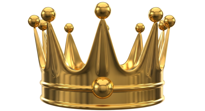 Golden Royal Crown, 3D Luxury Crown, Polished Gold Circlet, Regal Tiara, Majestic Monarch Crown