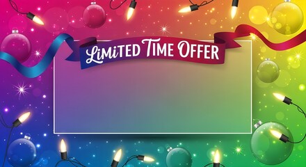Gradient Light Holiday Offer Background with Sparkling Stars and Ornaments