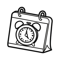 Calendar with an alarm clock image drawn in simple bold lines