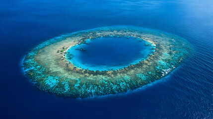 Deep blue water ripples and surface drops reflect sunlight across a summer ocean horizon under a clear sky for a natural abstract landscape