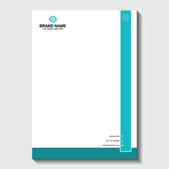 Professional teal business letterhead template for modern corporate branding and communication, offering a clean, contemporary design for your stationery needs