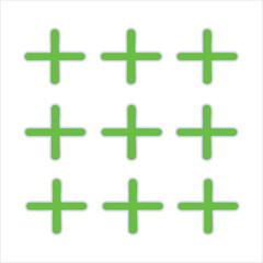 Nine Bright Green Plus Signs Grid: Positive Symbols for Growth, Health, and Collaboration
