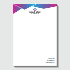 Modern business letterhead design with vibrant geometric header perfect for corporate branding and professional communication needs, offering a sleek aesthetic